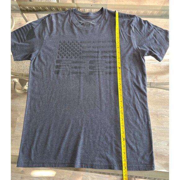 Grunt Style Mens T-Shirt Large V-Neck Short Sleeve American Flag Heather Gray Co - Picture 4 of 6